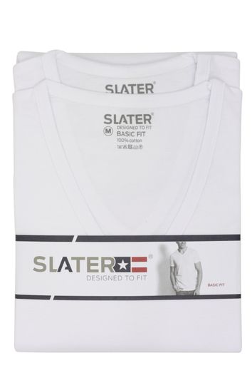 Slater v-hals t-shirt wit 2-pack
