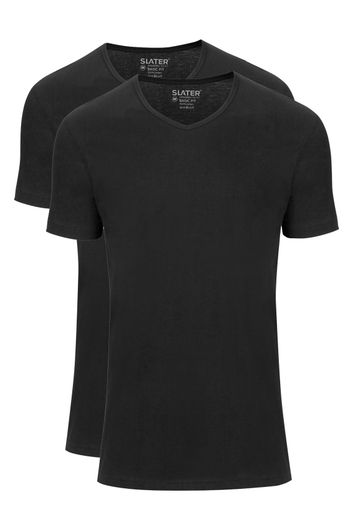 Slater t-shirt zwart v-hals 2-pack 100% katoen