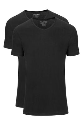 Slater Slater t-shirt zwart v-hals 2-pack 100% katoen