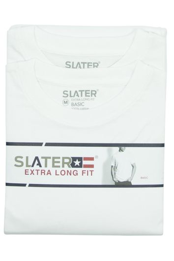 Slater t-shirt Basic extra lang wit two-pack