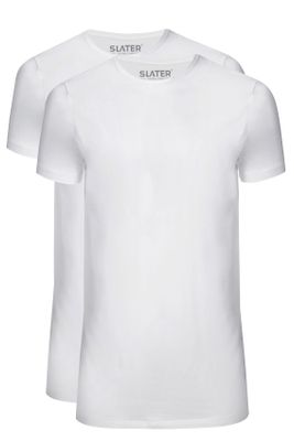 Slater Slater t-shirt ronde hals wit extra long fit 2-pac