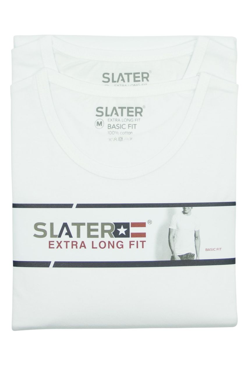 Slater T-shirt smalle boord wit extra lang