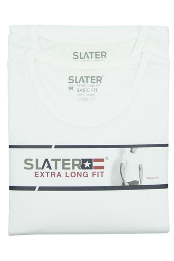 T-shirts extra lang Slater basic fi wit 2-pack