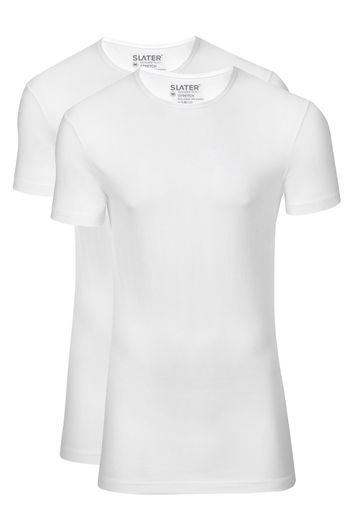Slater t-shirt wit ronde hals stretch 2-pack