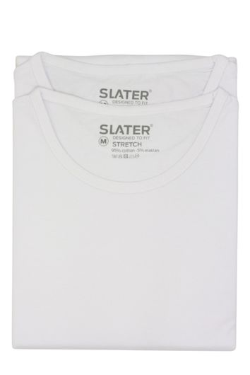 Slater t-shirt wit ronde hals stretch 2-pack