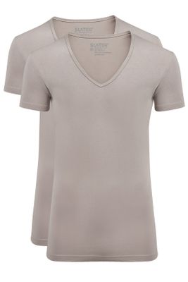Slater Slater Stretch t-shirt beige invisible 2-pack